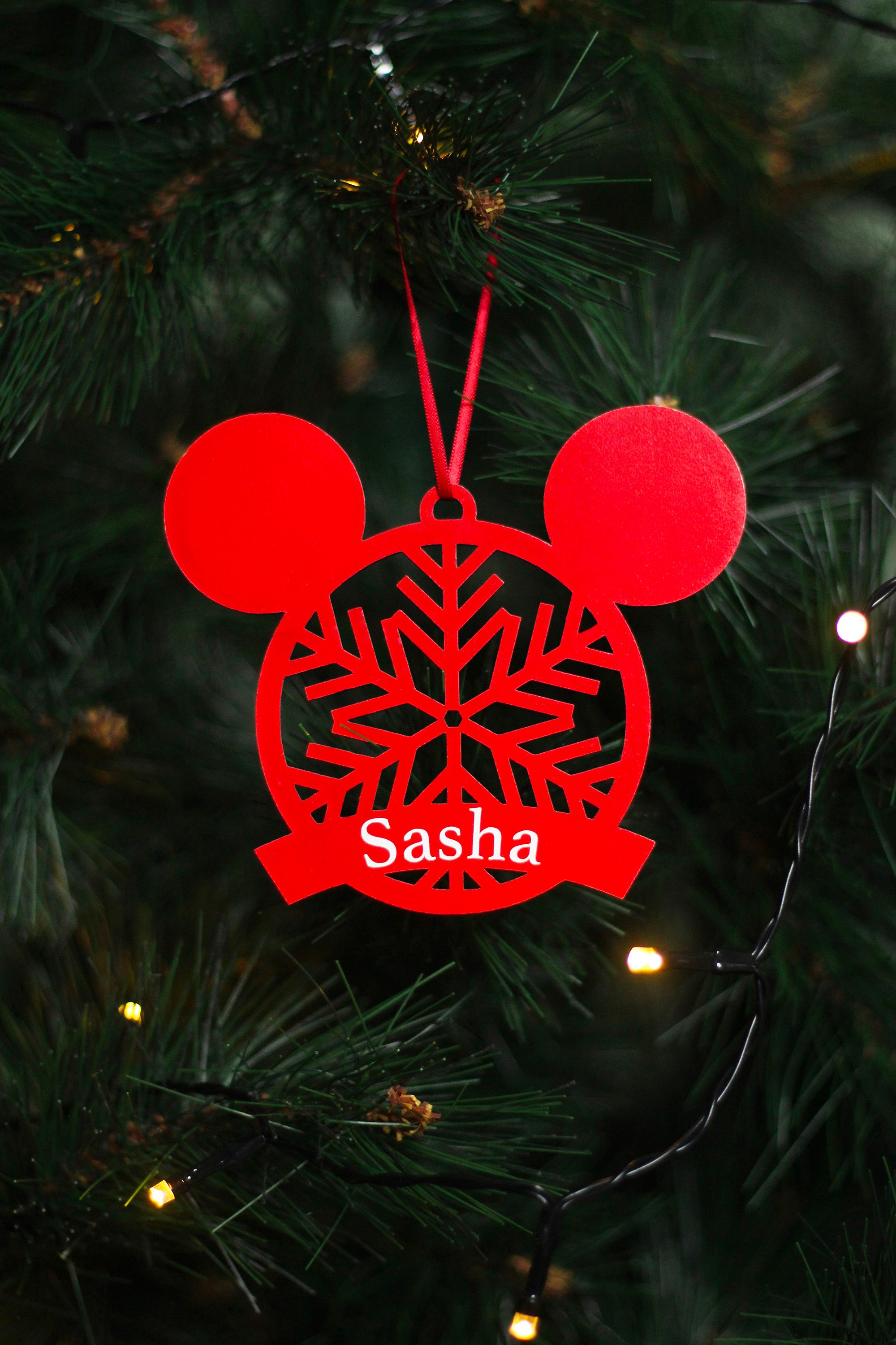 Boule de Noël en bois personnalisée - Tête de Mickey