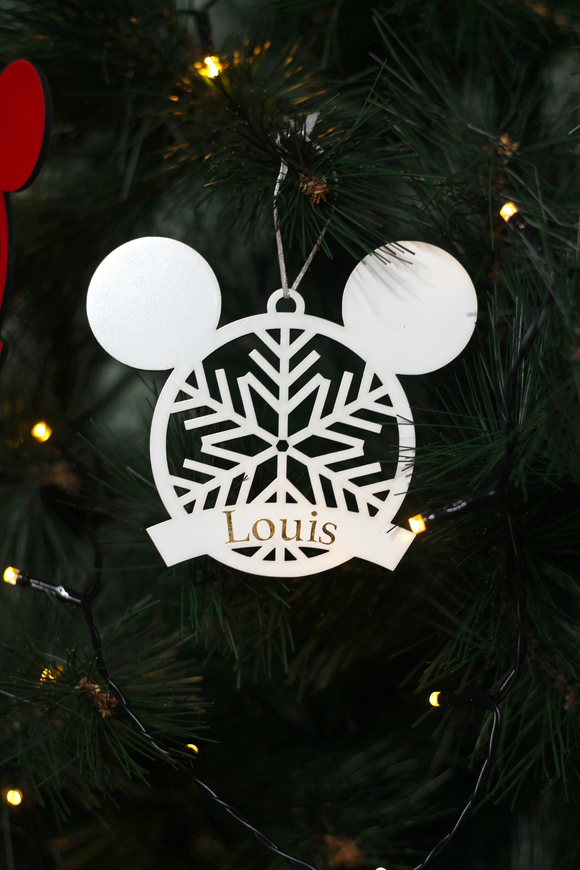 Boule de Noël en bois personnalisée - Tête de Mickey