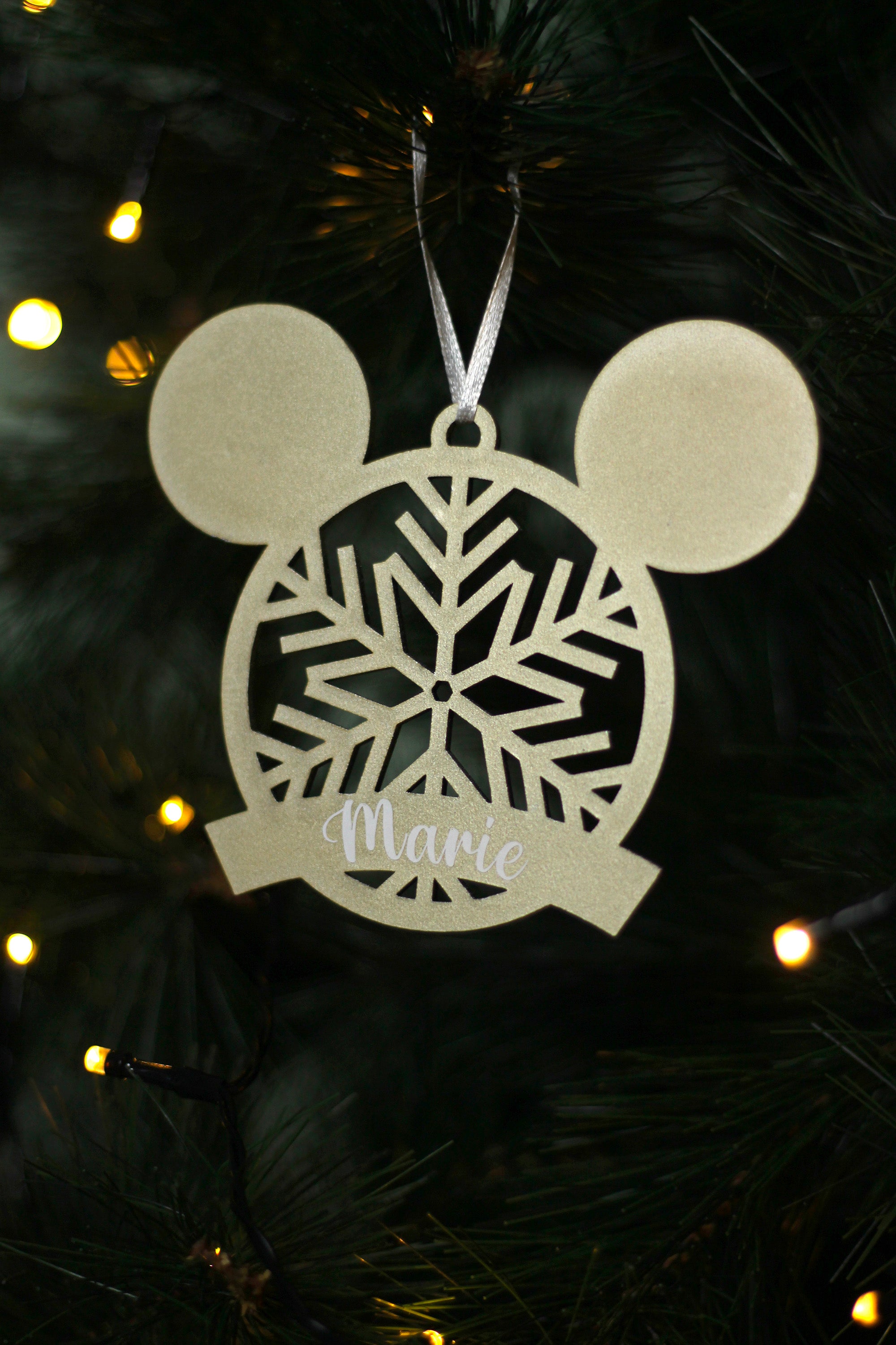 Boule de Noël en bois personnalisée - Tête de Mickey