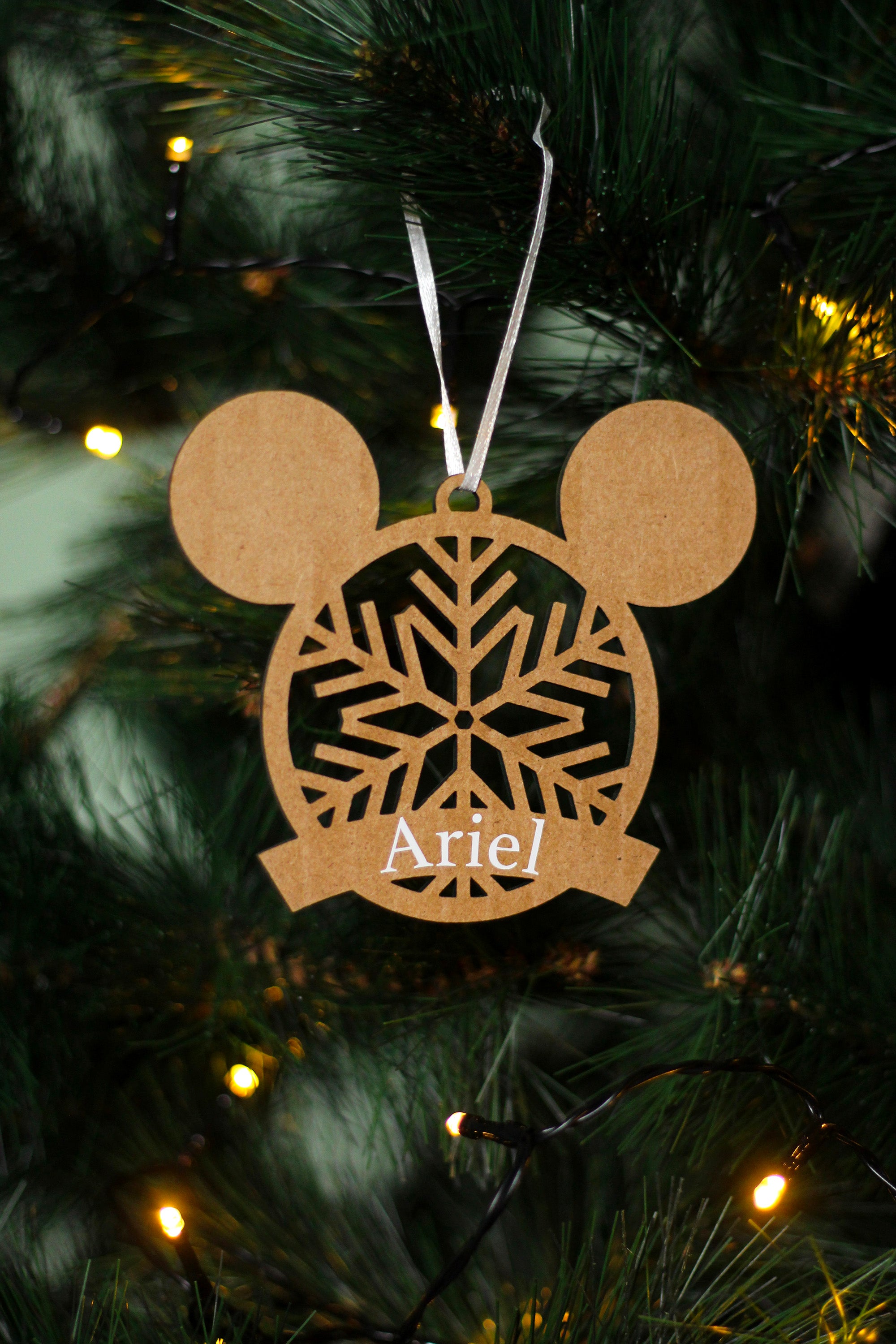 Boule de Noël en bois personnalisée - Tête de Mickey