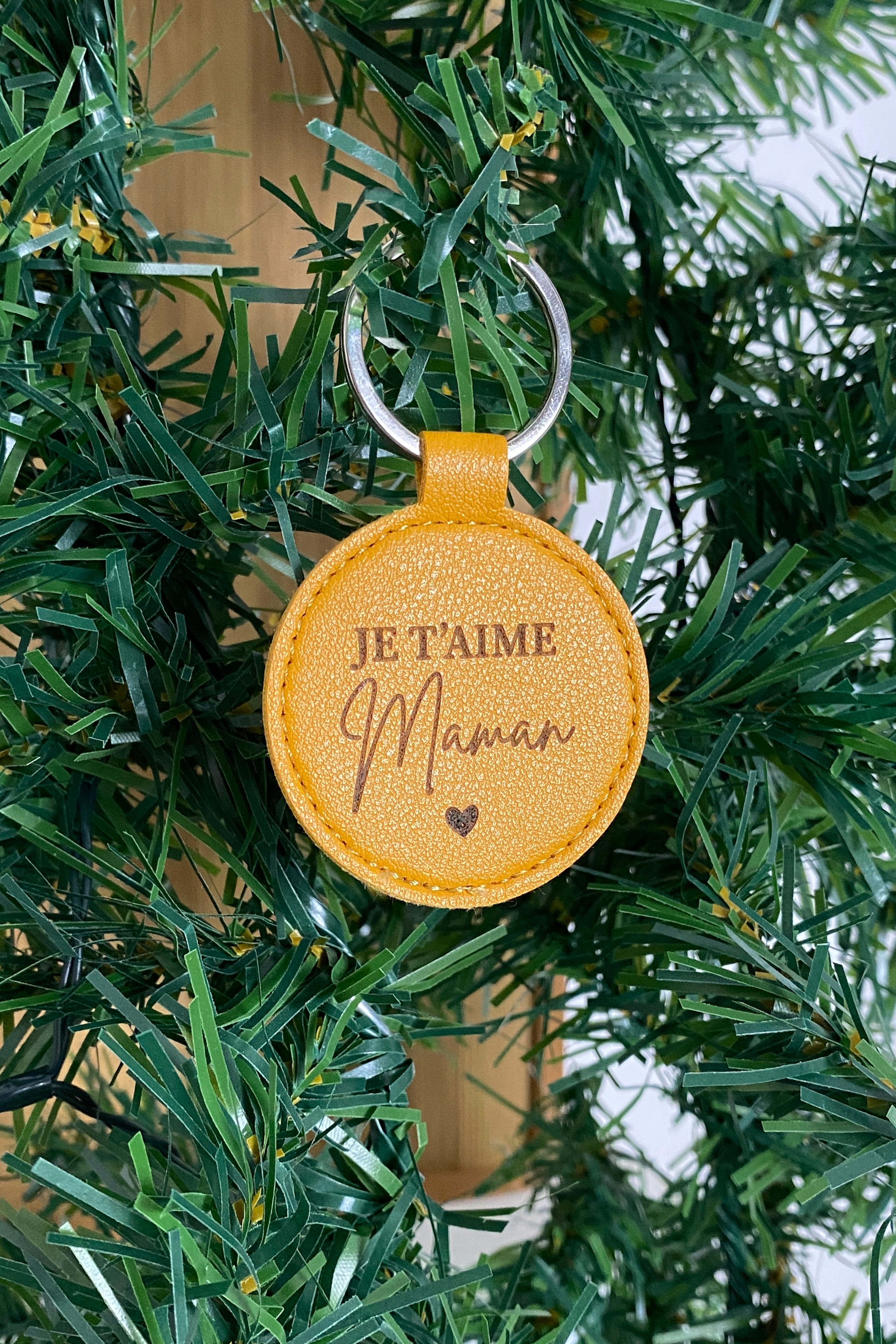 Porte clé en simili cuir - Je t'aime maman