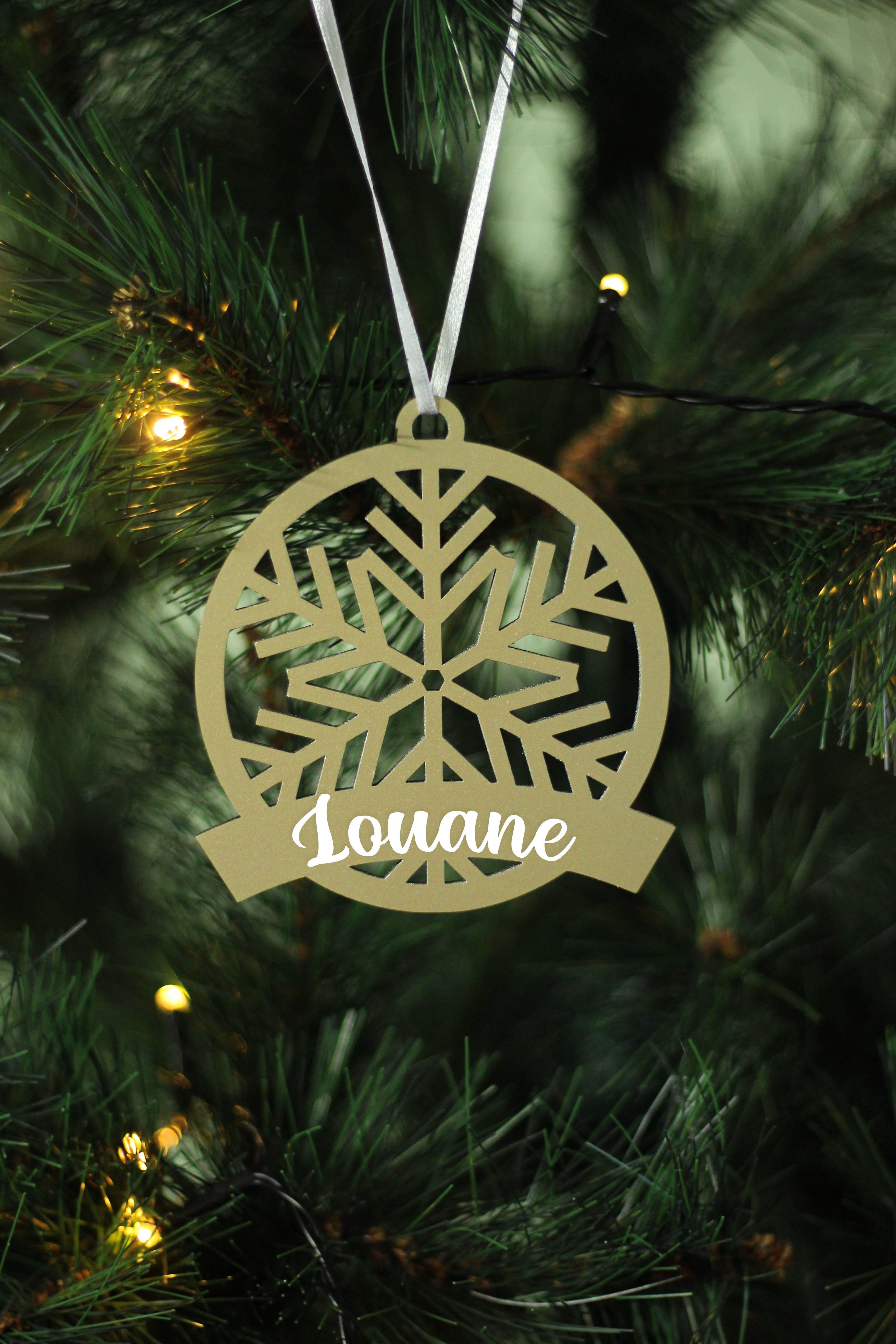 Boule de Noël en bois personnalisée - Flocon