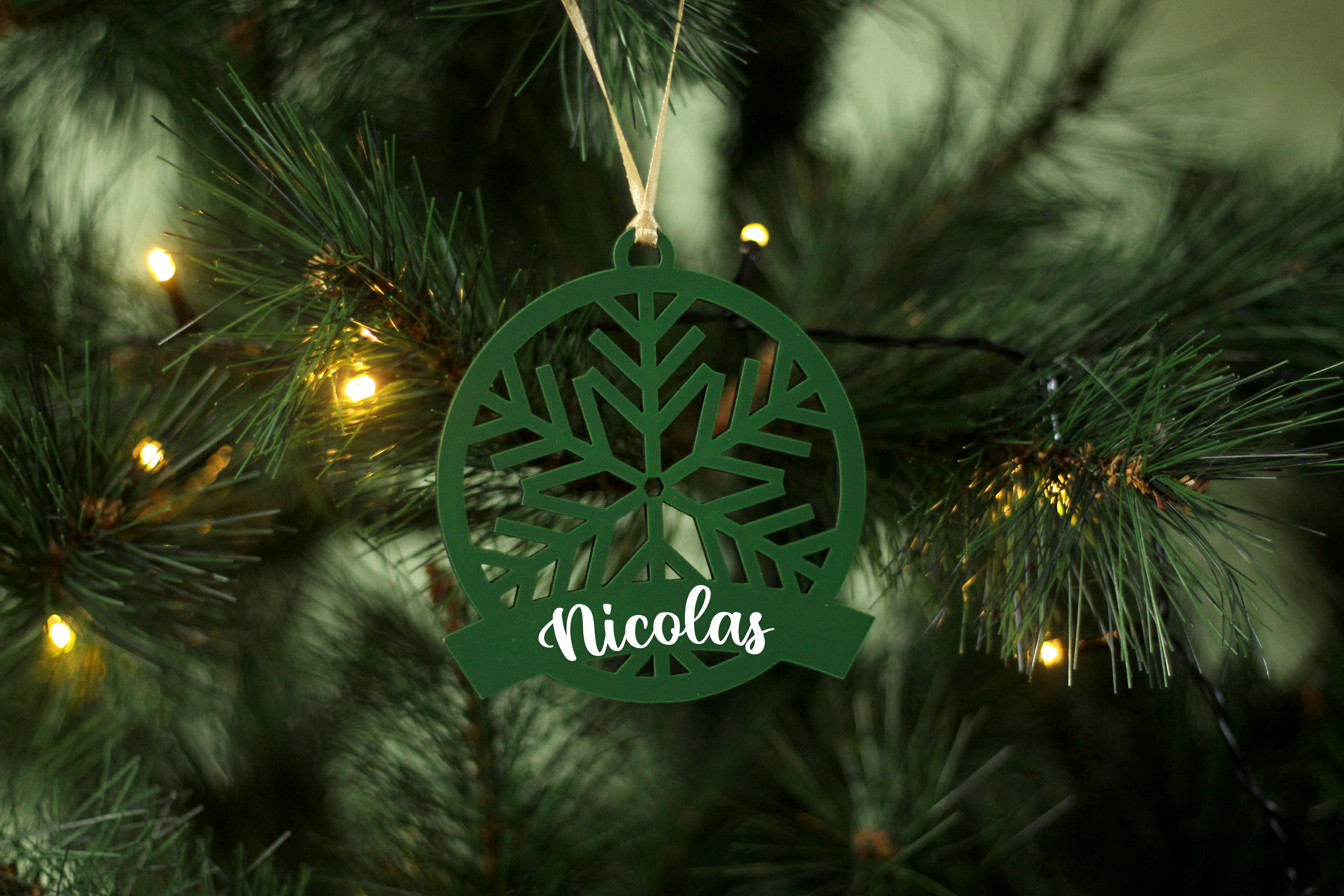 Boule de Noël en bois personnalisée - Flocon