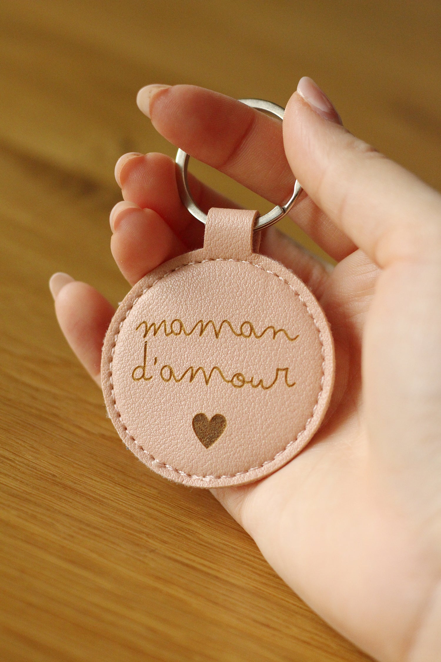 Porte clé en simili cuir - Maman d'amour