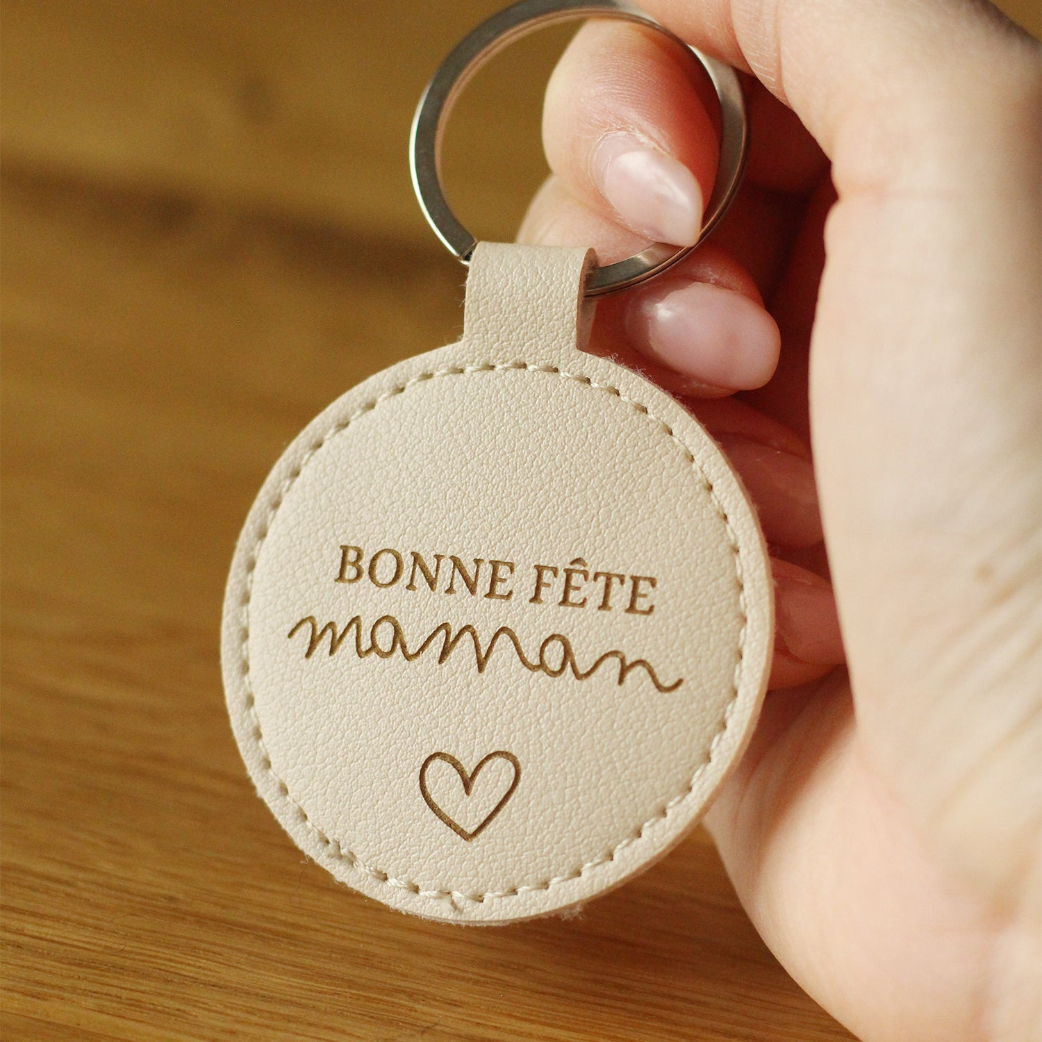 Porte clé en simili cuir - Bonne fête maman