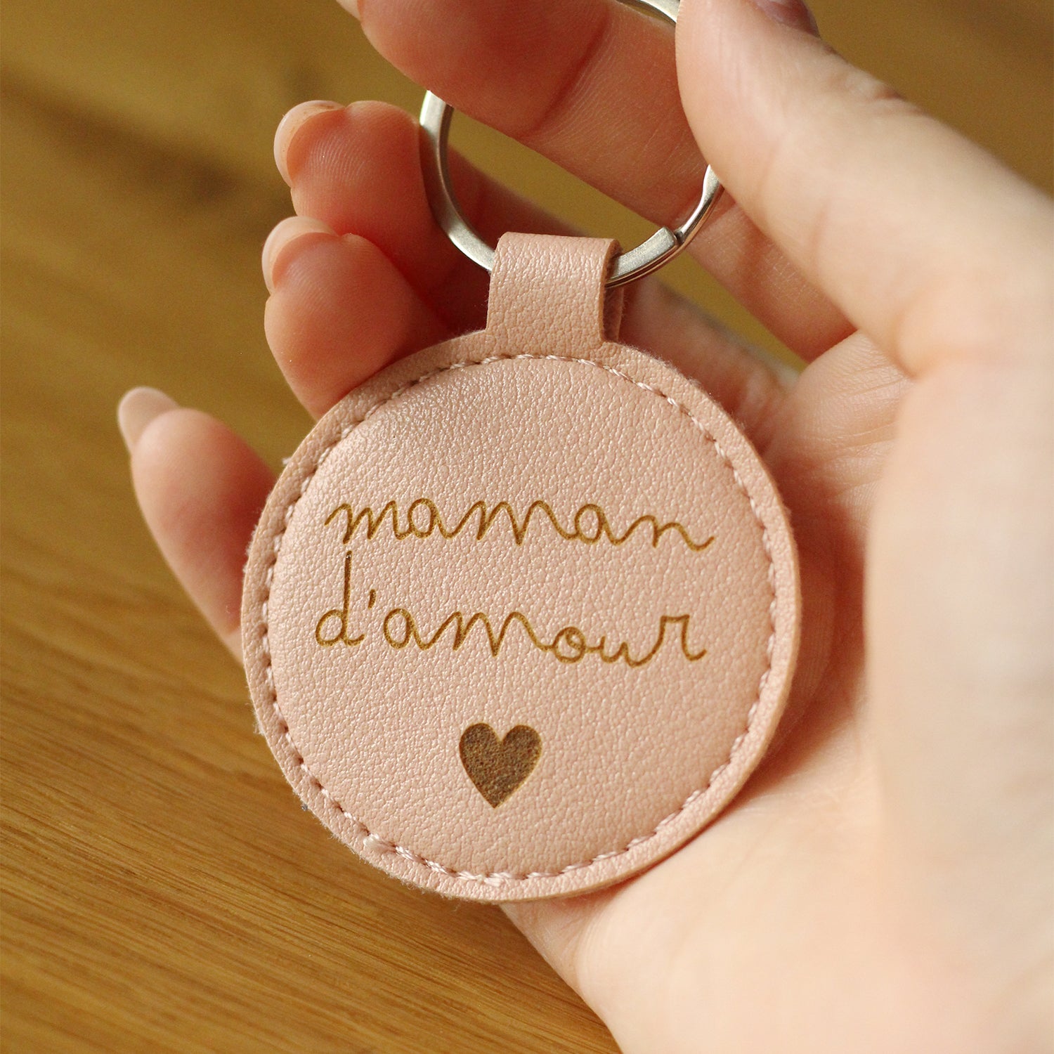 Porte clé en simili cuir - Maman d'amour